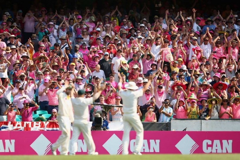 England left red-faced at Sydney Ashes defeat as fans wear pink for charity