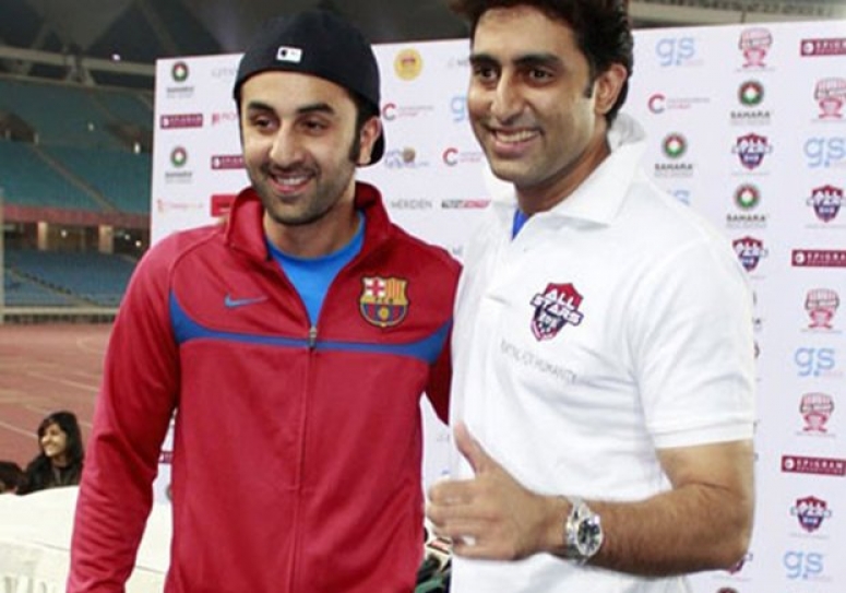Ranbir Kapoor and Abhishek Bachchan in Dubai for Charity Football Match on 31 January