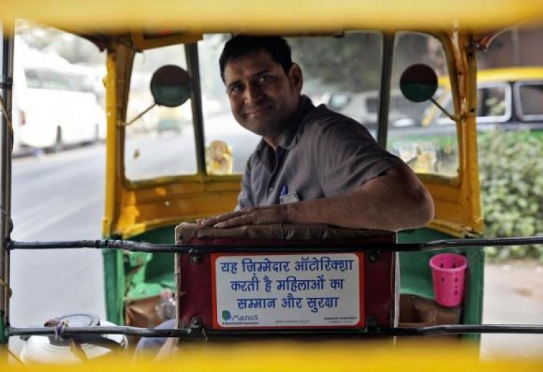 Rickshaw drivers take 'respect for women' message to Delhi's streets