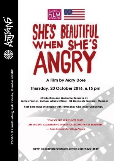 U.S. Consulate Invitation: Screening of documentary - She's Beautiful When She's Angry on Thursday, October 20 at 6.15 p.m. at Artisans' Gallery