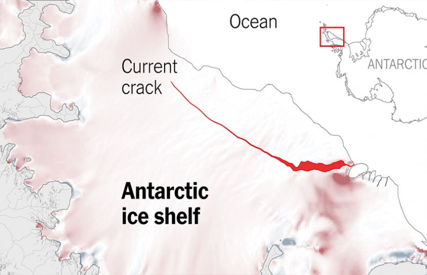 A Crack In An Antarctic Ice Shelf Grew 17 Miles In the Last Two Months 