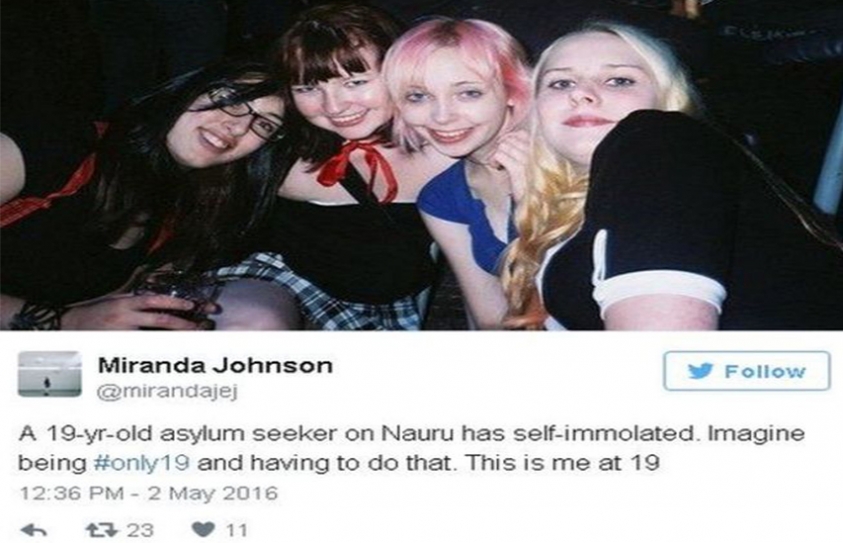 SOLIDARITY ON SOCIAL MEDIA FOR REFUGEE WHO SET HERSELF ON FIRE